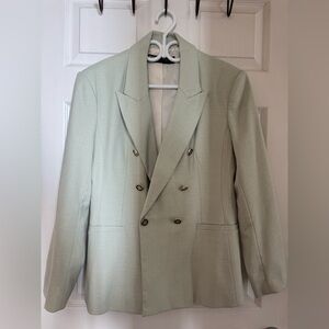 Zara Women’s Light Green Double-Breasted Blazer